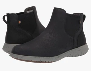 Bogs Spruce Chelsea Mens 12 Casual Boots Black Leather Pull On Shoes Comfort NEW - Picture 1 of 9