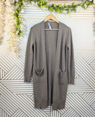 Cárdigan tejido de cachemir para mujer JIL ROBERTS tostado bolsillos delanteros abiertos talla pequeña Foto 1 de 4