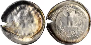 ER118 1964 Washington Quarter--90% Brockage and Large Broadstrike-- Mint Error P - Picture 1 of 9