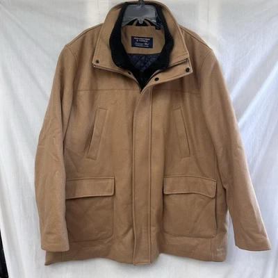 Roundtree & Yorke Men’s XXL Long Wool Blend Fully Lined Coat Luxurious Camel Tan - Image 1 of 4