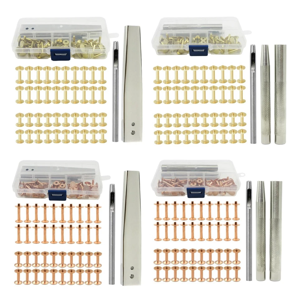Kit di rivetti in pelle Rivetti in rame Ottone Doppio cappuccio Rivettatura - Immagine 1 di 1
