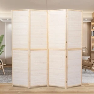 4 Panel Bamboo Room Divider, 6 FT Tall Folding Privacy Screen, Partition Divi... - Picture 1 of 6