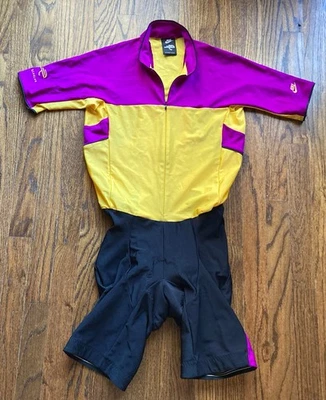 Traje de Ciclismo NIKE Echelon Años 90 De Colección Talla Grande Negro Amarillo Rosa Hecho en EE. UU. Foto 1 de 4