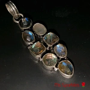 Absolutely Stunning 925 Silver Faceted Labradorite Gemstone Pendant Pretty 4484 - Picture 1 of 19