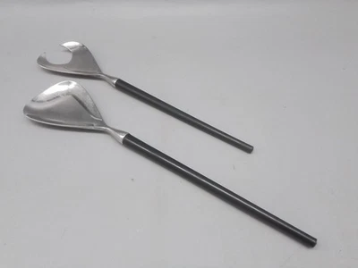 WMF Salatbesteck Edelstahl Cromargan,mit schwarzem Kunststoffgriff,Vintage - Bild 1 von 4