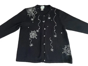 Cárdigan Araña Espeluznante Halloween Negro Plata Vintage Quacker Factory Talla 3XL - Imagen 1 de 12