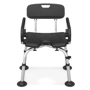 Height Adjustable Padded Tub Bath Seat Disability Shower Chair Stool W/ Armrest - Picture 1 of 5