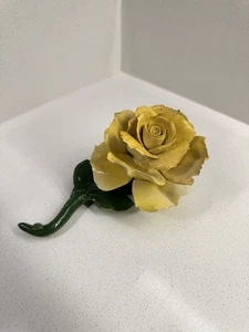 Capodimonte Vintage Porcelain Yellow Rose - Picture 1 of 14