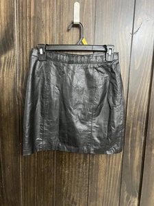 Vintage 1990s Genuine Leather NWT Deadstock Women's Pencil Mini Skirt Sz:9 / 10 - Picture 1 of 9