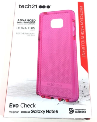 New Samsung Galaxy Note 5 Tech21 Pink Glossy EVO CHECK Case Cover  - Image 1 of 4