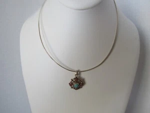 STERLING SILBER 925 TÜRKIS KORALLE DRAHT COLLIER HALSKETTE 18" - Bild 1 von 5