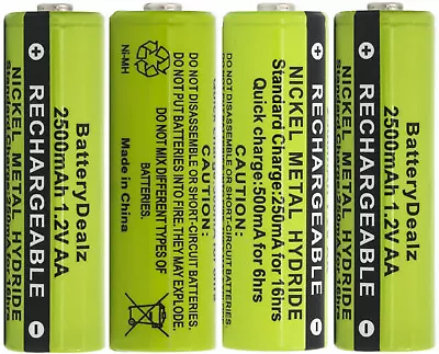 Baterías recargables NiMH AA de 1,2 V para teléfonos AT&T Vtech Uniden Siemens paquete de 4 Foto 1 de 4