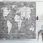 Antique Shower Curtain World Map on Old Brick