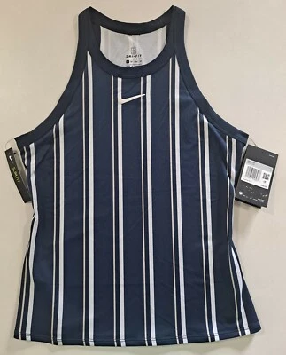 Camiseta sin mangas para mujer Nike Dri-Fit Racer espalda azul a rayas talla X-pequeña Sku #15 Foto 1 de 4