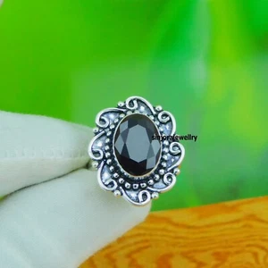 Black Onyx gemstone 925 sterling silver handmade Gift Ring US size 8 - Picture 1 of 2