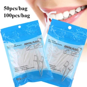 Disposable Dental Floss Sticks Interdental Tooth Harps Teeth Picks Oral Care New - Picture 1 of 13