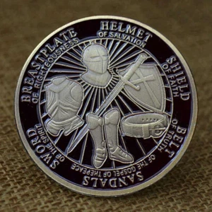 10PCS Challenge Coin Ephesians Put On The Whole Armor of God Christian - Foto 1 di 4