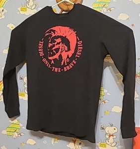 Vintage Diesel Shirt Size XL Only The Brave Mohawk Mohican Indian Graphic Black - Bild 1 von 9