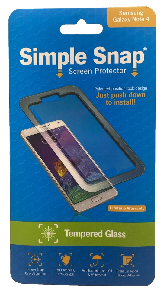 Protector de pantalla de vidrio templado Snap 9H simple para Samsung Galaxy Note 4 - transparente Foto 1 de 3
