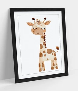 ACUARELA JIRAFA DIBUJOS ANIMADOS - ARTE DE PARED ENMARCADO PÓSTER IMPRESIÓN EN PAPEL - Imagen 1 de 11