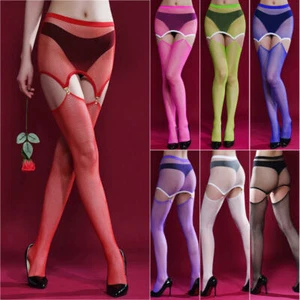 Women's Sheer Mesh Suspender Tights Garter Pantyhose Crotchless Hosiery Lingerie - Picture 1 of 27