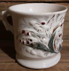 Bavarian Porcelain Mug Embossed Present White & Gray Early American Drinkware