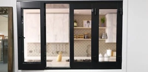 ALUMINIUM BIFOLD WINDOW 4 PANEL, NEW 1800 x 1200h, BLACK, IN STOCK - Picture 1 of 9