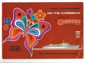 1971-72 SS Oceanic Home Lines Brochure - Caribbean Cruise- Golden Sun-Way - Picture 1 of 3
