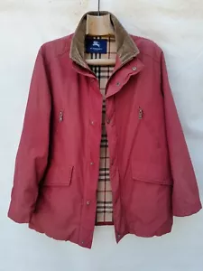 Burberry Jacket Mens M Red Nova check Embroidered Neck Logo Made in Spain Flaw - Picture 1 of 20
