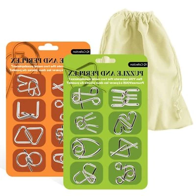 16 Stück Knobelspiele Kit Denksportaufgaben Metallpuzzle Entwirrung Puzzles G... - Bild 1 von 4