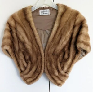 Vintage Ferber Mink Stole Exquisite Caramel Brown Lined Excellent - Picture 1 of 17