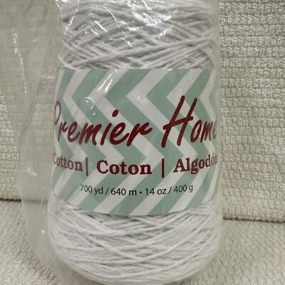 Premier Home Yarn 1033-01 Cotton Solid WHITE 700yds 14oz Med 4 Cone - Image 1 of 4