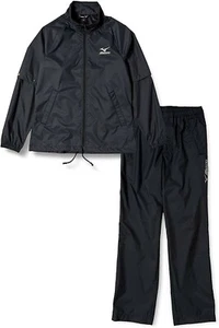 MIZUNO Golf Stratch Rain Suits Jacket & Pants Black / Silver Long/Short sleeves  - Picture 1 of 14