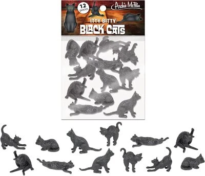 Itty Bitty Black Cats (Bag of 12) - Tiny Figurines Arts & Crafts - Archie McPhee - Image 1 of 4