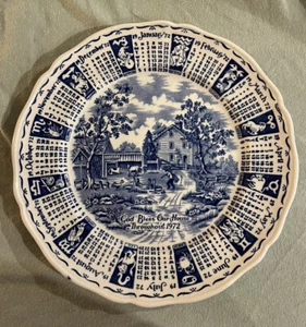 Alfred Meakin Staffordshire Dios bendiga nuestra casa 1972 signos del zodiaco plato vintage - Imagen 1 de 4