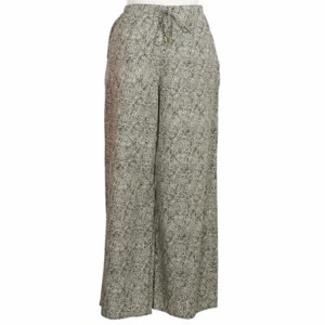 EILEEN FISHER Pebble Black Droplet Printed Cotton Wide Drawstring Crop Pants L - Picture 1 of 8
