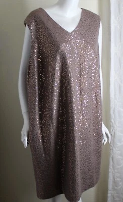 Nuevo Vestido Vaina Lands End Talla 24W Marrón Suave Cobre Lentejuelas Increíble Lana 2X Foto 1 de 4