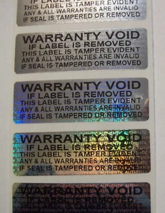 100 to 1000 AUSSS WARRANTY 5/8" x 2" Product Protection Hologram Tamper Labels - Picture 1 of 3
