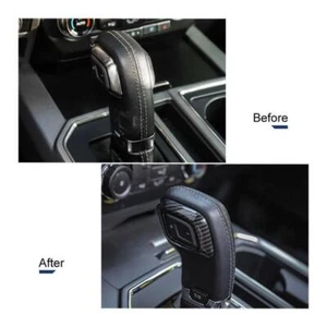 For 2015-2020 Ford F150 F-150 ABS Carbon Fiber Gear Shift Knob Trim Cover Bezel - Picture 1 of 8