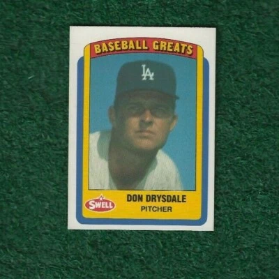 DON DRYSDALE - MLB HOF - 1990 SWELL BASEBALL GREATS - CARD # 62 - DODGERS - MLB - Image 1 of 2
