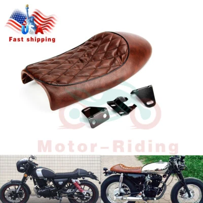 Motorcycle Cafe Racer Seat Flat Hump Saddle For Honda CB Suzuki Yamaha Universal - Image 1 of 4