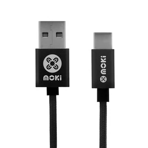 Moki 90cm Braided MicroUSB to USB Black Tip Sync/Charge Cable for Android/PC - Picture 1 of 1