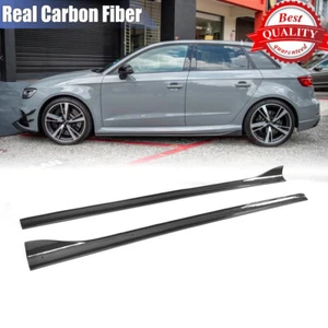 Extensión de labios de faldas laterales de carbono real para Audi A3 S-LINE S3 Sportback 2014-2017 - Imagen 1 de 12