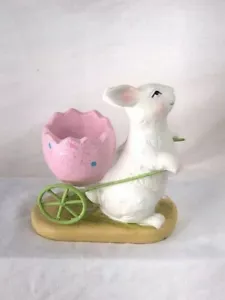 Nuovo coniglietto libro di fiabe pasquale in resina con carrello statuine 5 x 5,5 pollici - Foto 1 di 2