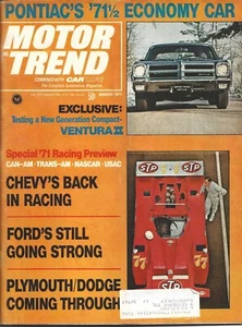 Revista Motor Trend de marzo de 1971 Chevy's Back in Racing Ford Still Going Strong - Imagen 1 de 2