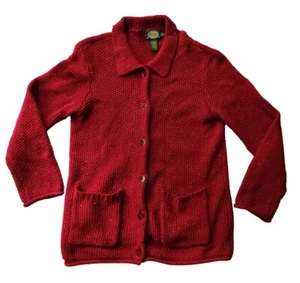 Vintage Cabelas Women's Red Sweater Cardigan Cable Knit Button Down Size M - Picture 1 of 8
