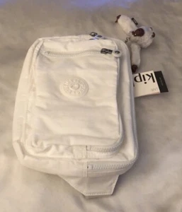 Kipling Tarry Recycled Polyester Waist Bag Alabaster Tonal + Faux Fur Monkey NWT - Picture 1 of 16