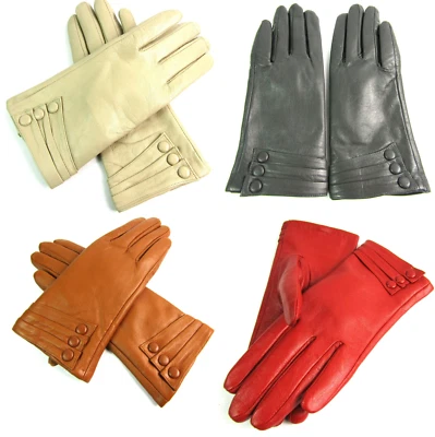 Ladies Womens Super Soft Premium High Quality Real Leather Gloves Fully Lined - Image 1 of 4