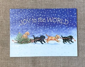 Tarjeta de Navidad Chrissie Snelling Traviesous Dogs In Snow enmarcable caprichosa - Imagen 1 de 5
