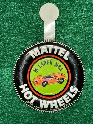 Vintage Hot Wheels Redline McLaren M6A Badge Metal Pin Button 1968 Mattel - Image 1 of 4